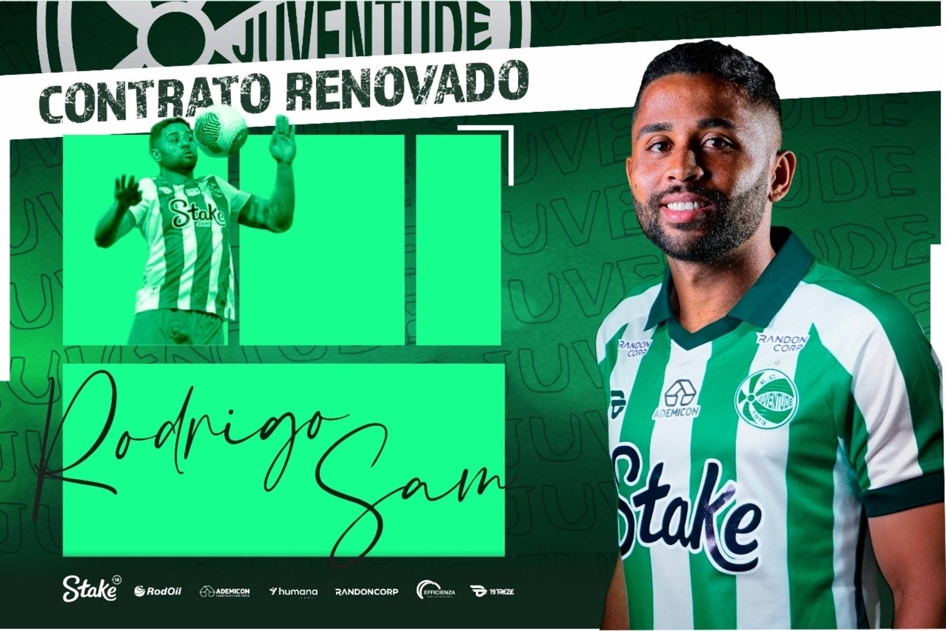 Zagueiro Rodrigo Sam renova contrato com o Verdão
