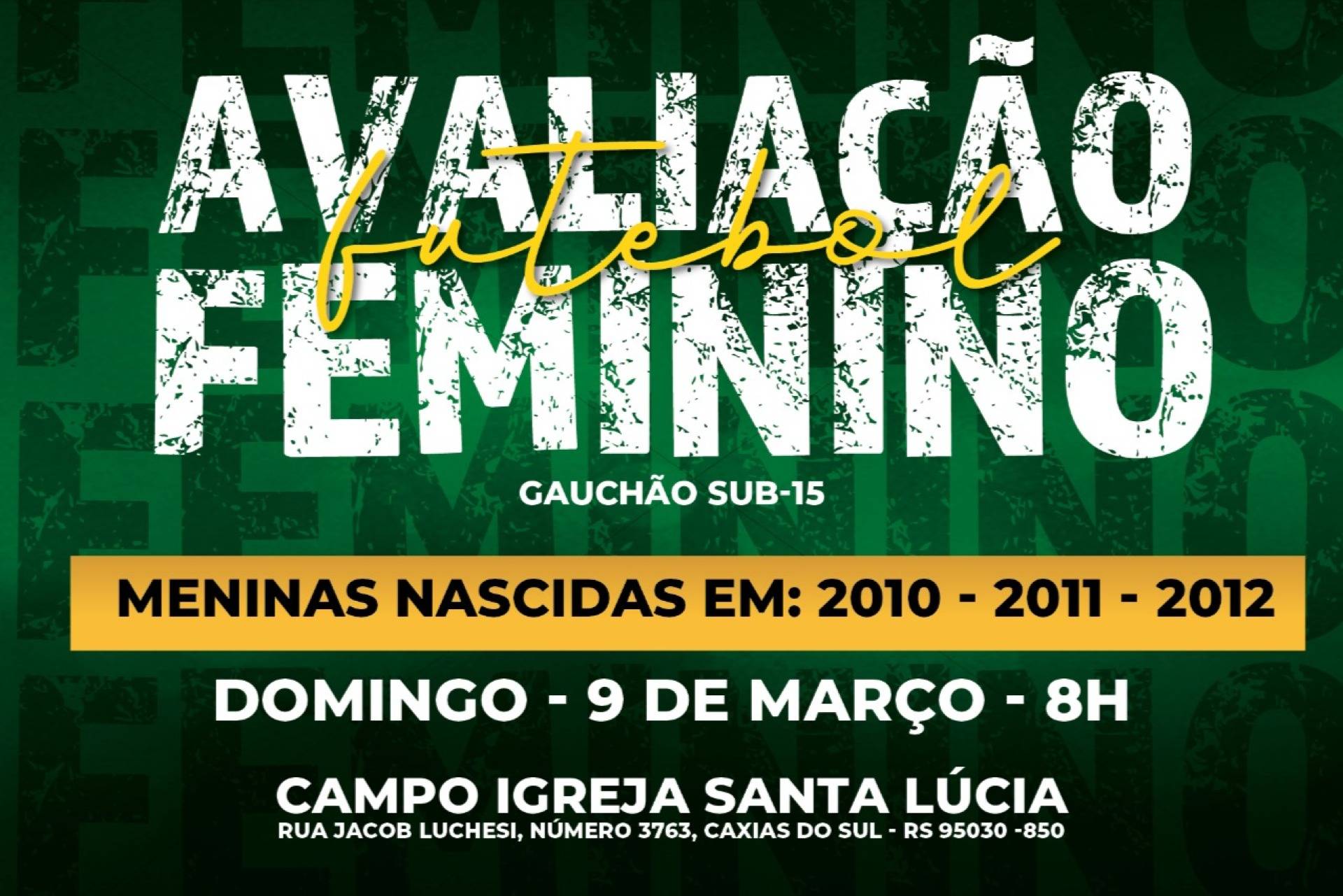 Avaliação – 1ª edição do processo seletivo para o futebol feminino 2025 – (2010 a 2012)