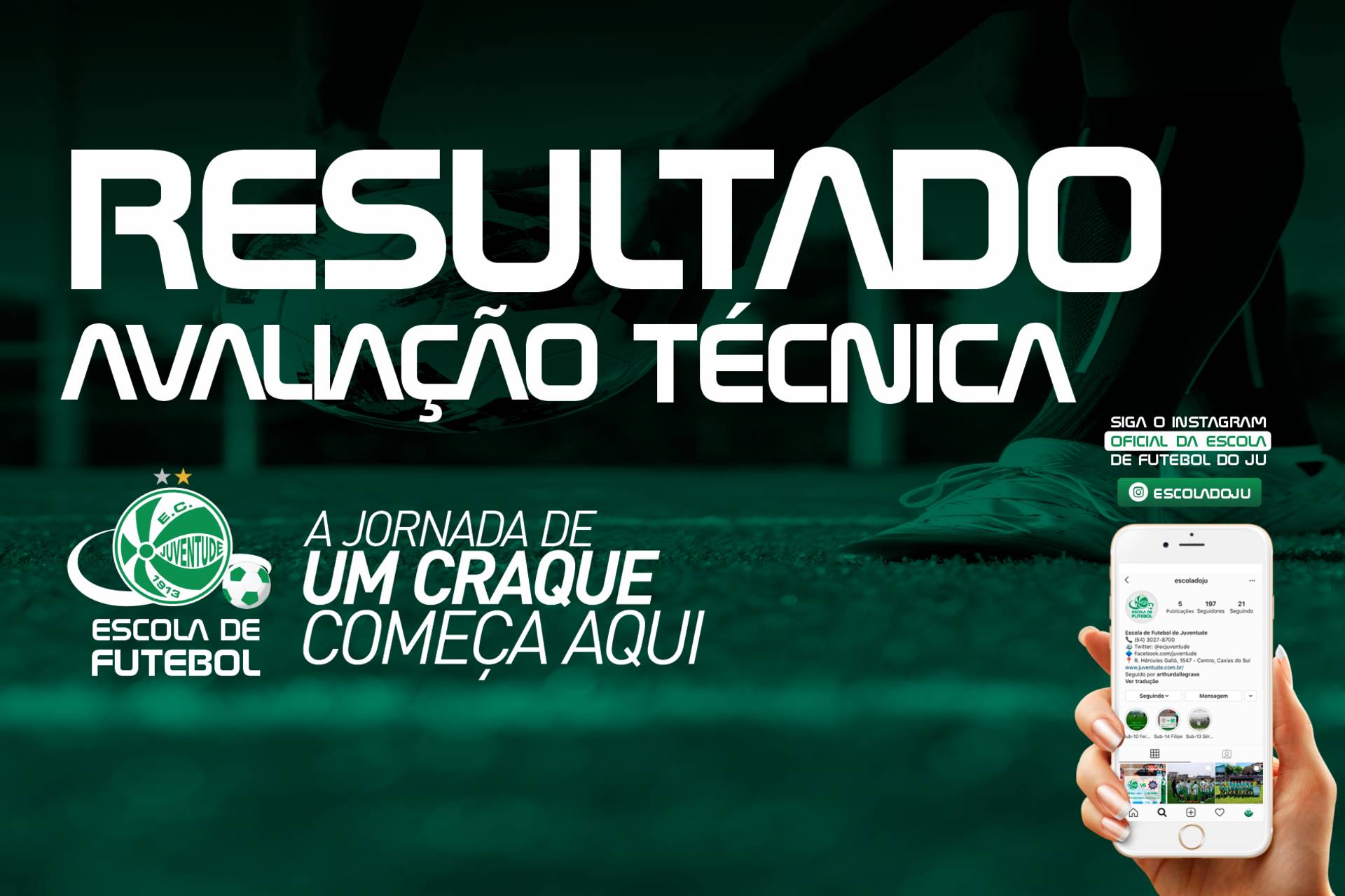 Confira a lista de aprovados da 1ª Avaliação Técnica da Escola de Futebol do Juventude em 2025