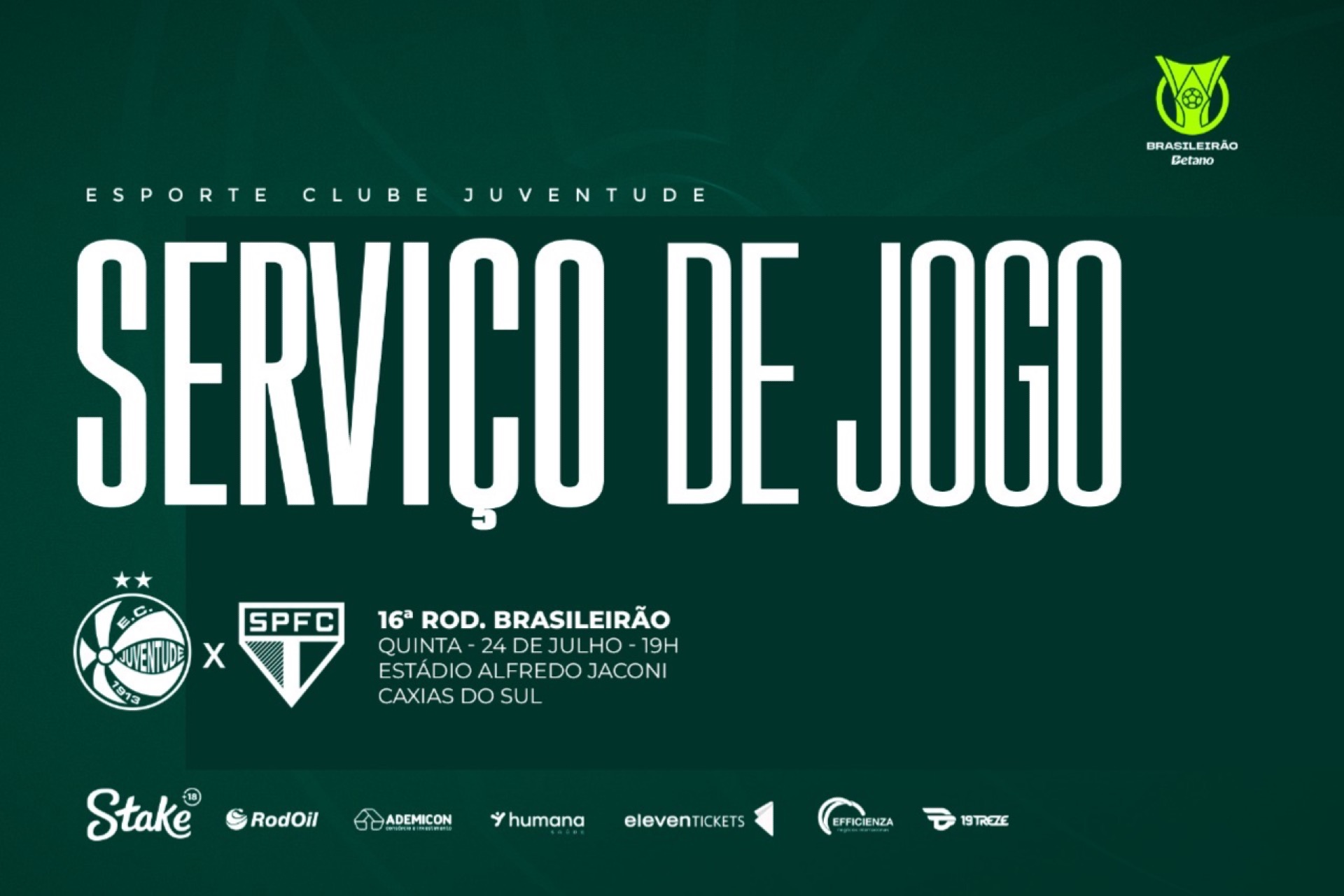 Serviço de jogo: Juventude x São Paulo 