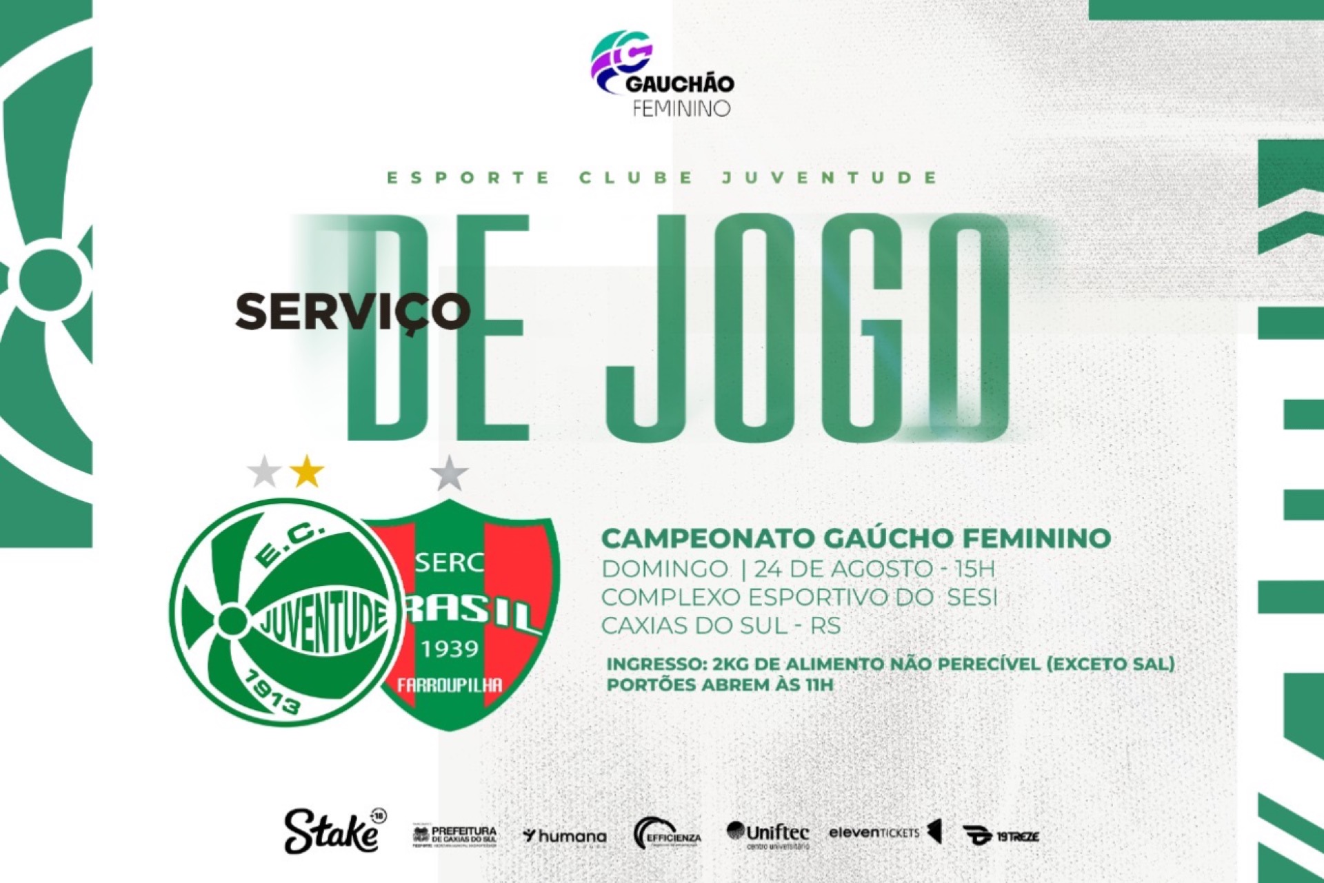 Serviço de jogo: Juventude x Brasil de Farroupilha - Campeonato Gaúcho