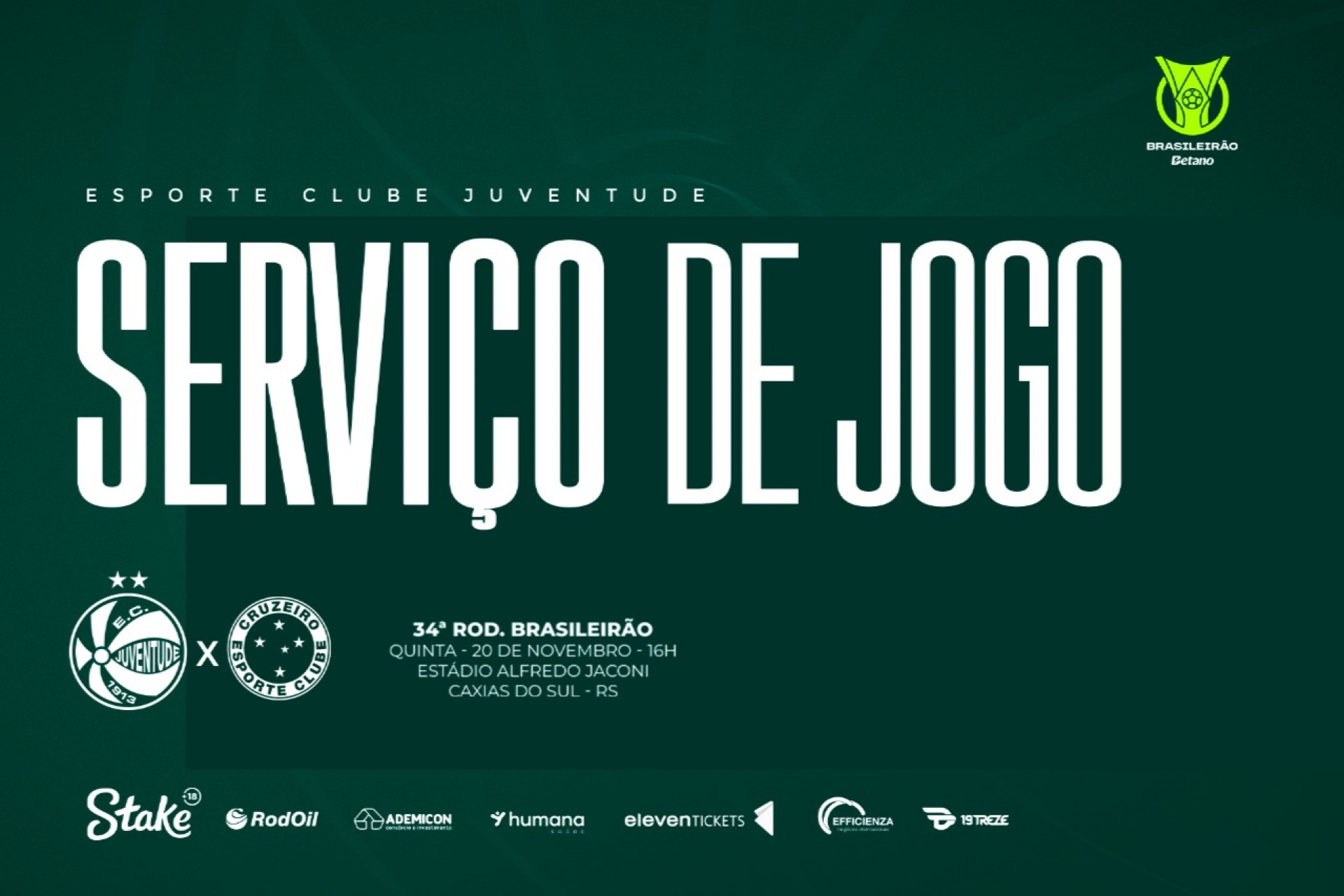 Serviço de jogo: Juventude x Cruzeiro