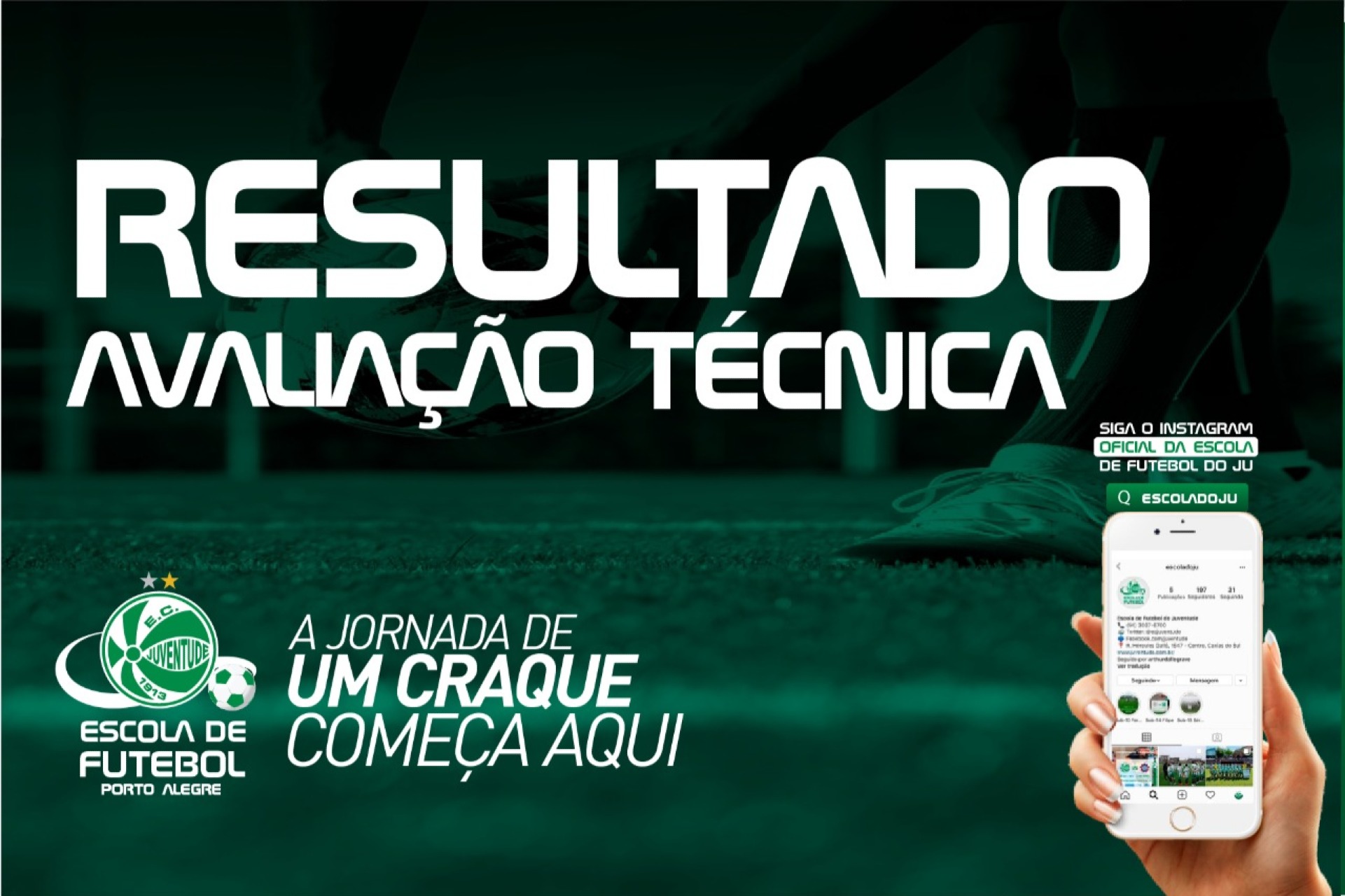 Confira a lista de aprovados da Avaliação Técnica da Escola de Futebol do Juventude
