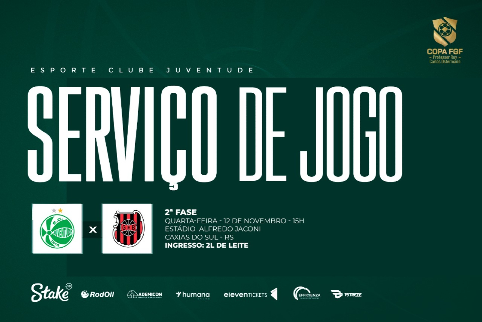 Serviço de jogo: Juventude x Brasil-RS - Copa FGF