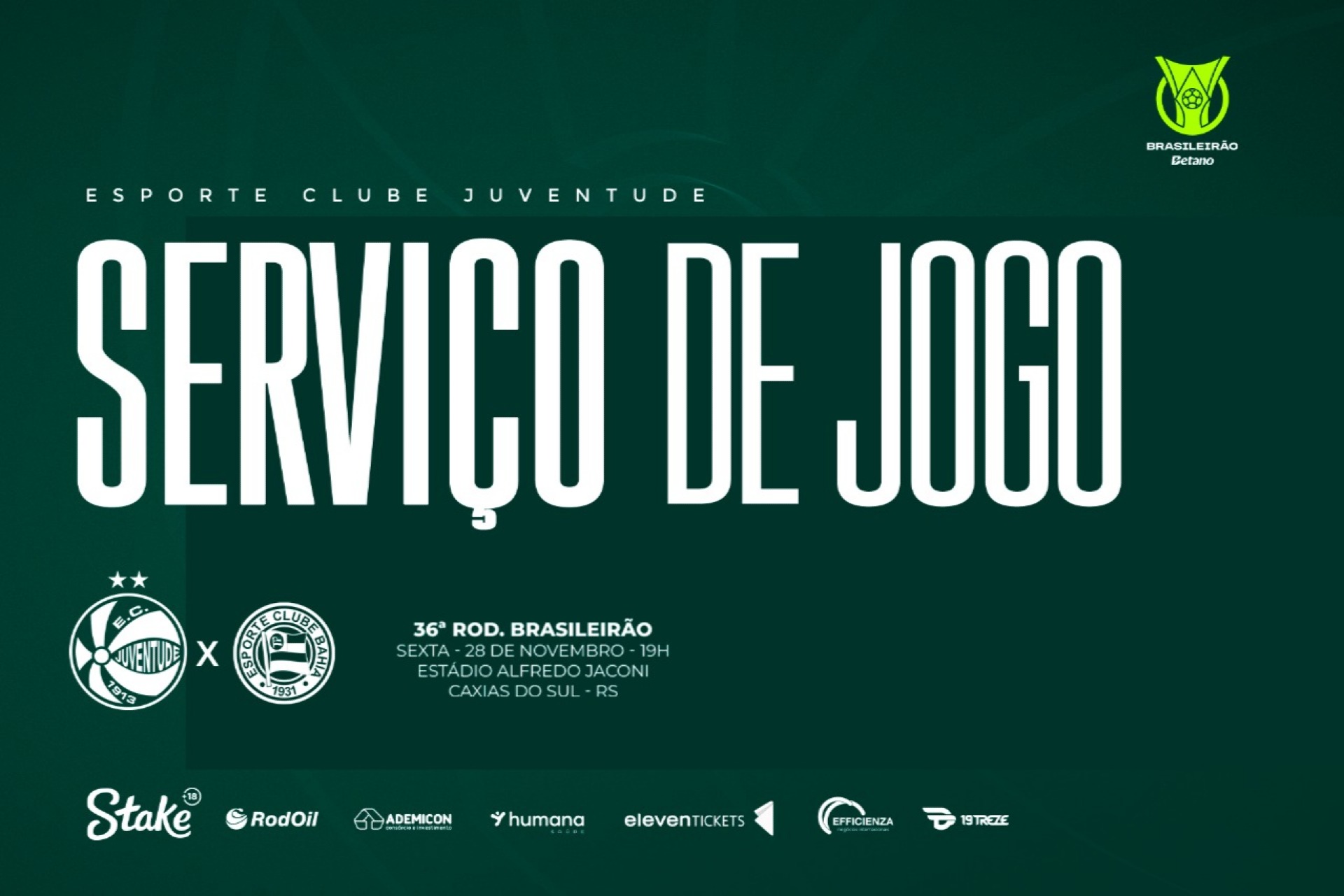 Serviço de jogo: Juventude x Bahia