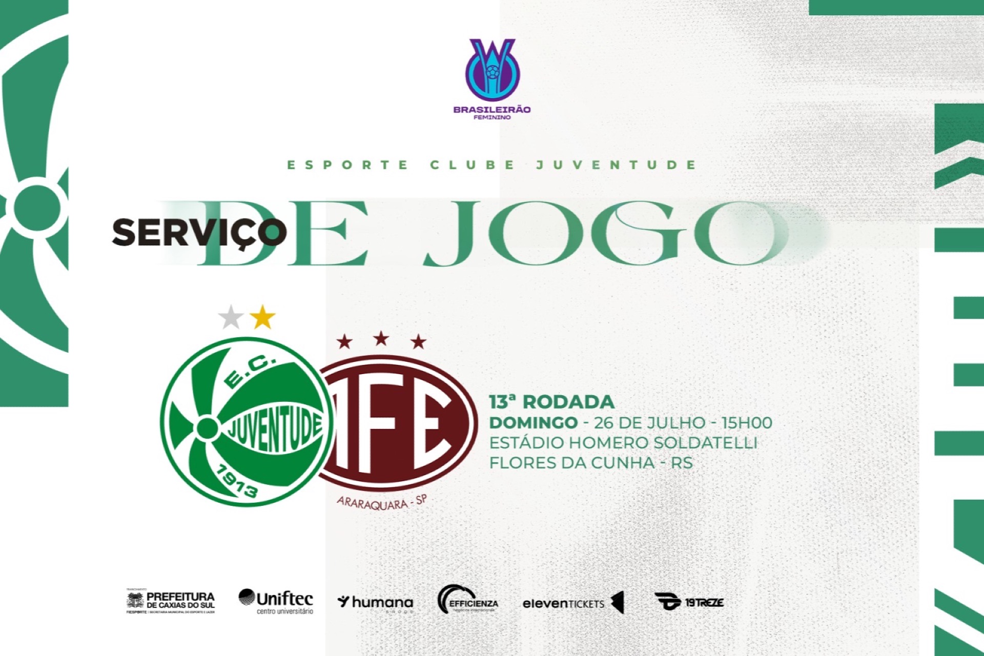 Serviço de jogo: Juventude X Ferroviária- Brasileirão Feminino