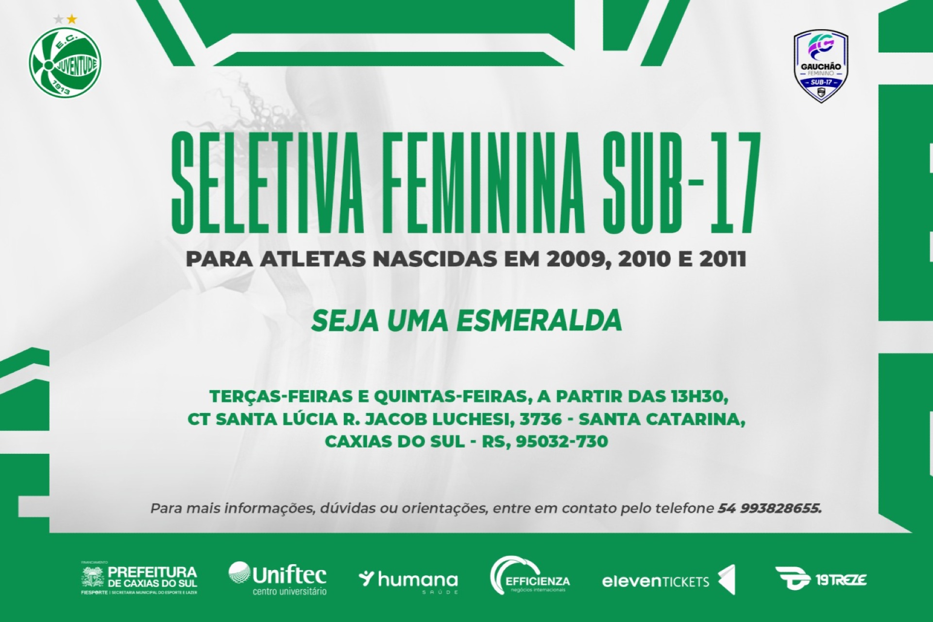 Juventude abre seletiva para a equipe feminina Sub-17