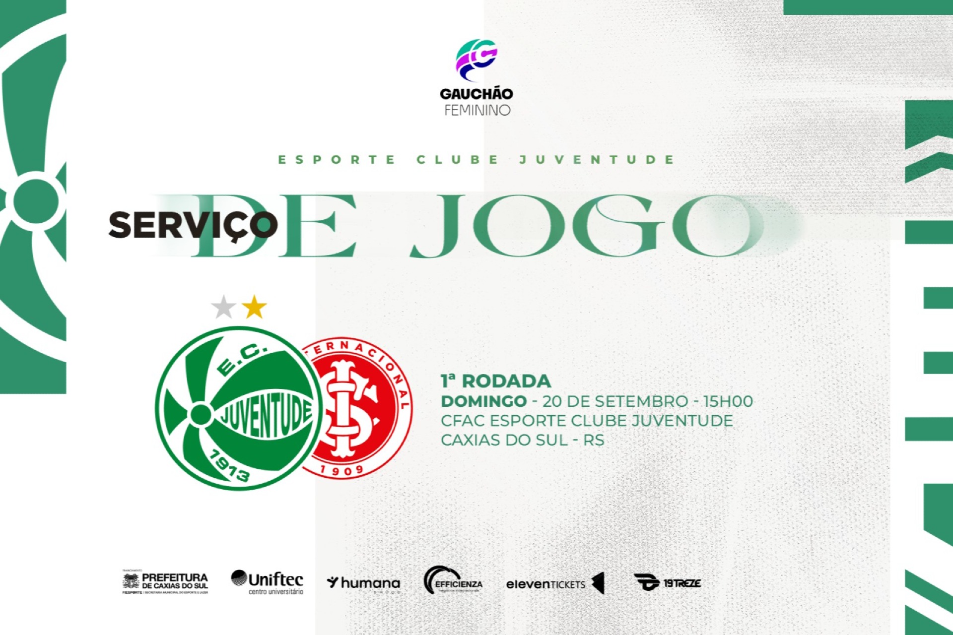 Serviço de jogo: Juventude x Internacional - Gauchão Feminino