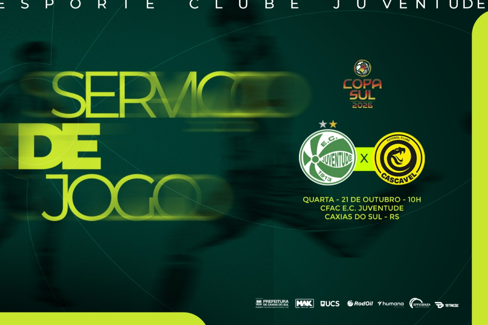 Serviço de jogo: Juventude x Cascavel-PR - Copa Sul