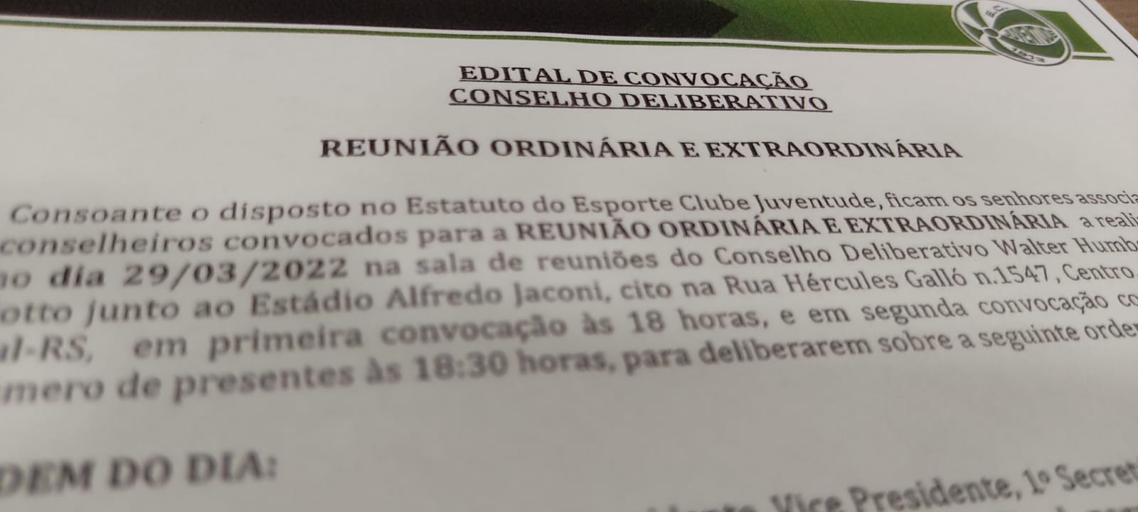 Conselheiro: participe da reunião do Conselho Deliberativo no dia 29 de março