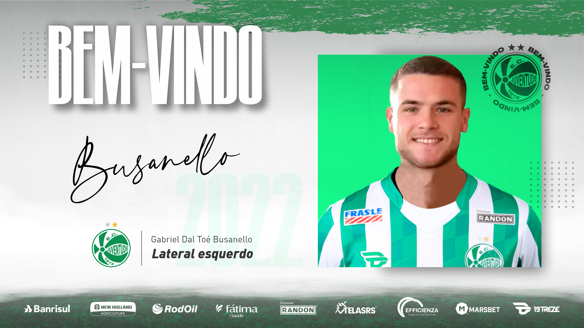 Lateral-esquerdo Busanello é o novo reforço do Verdão
