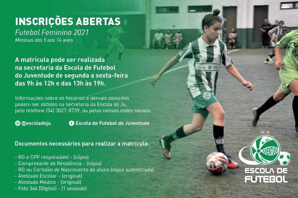 Inscrições abertas para as turmas femininas na Escola de Futebol do Ju