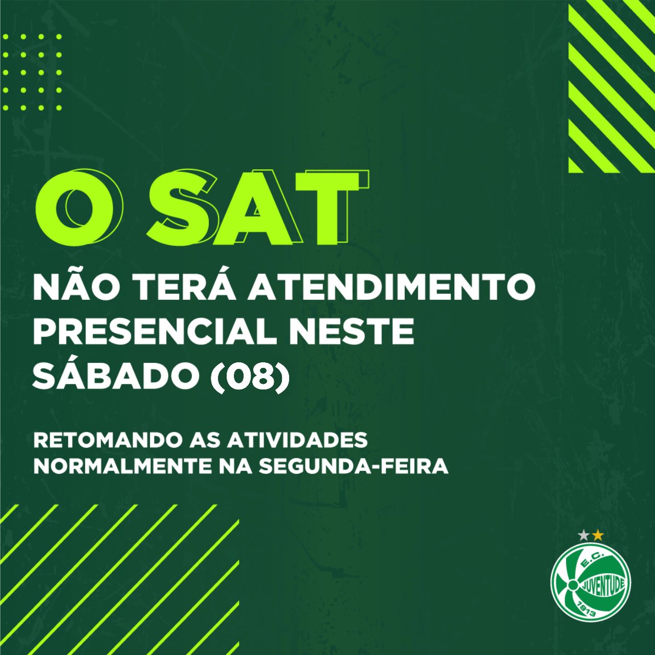 Setor de Atendimento ao Torcedor não abrirá neste sábado (08)