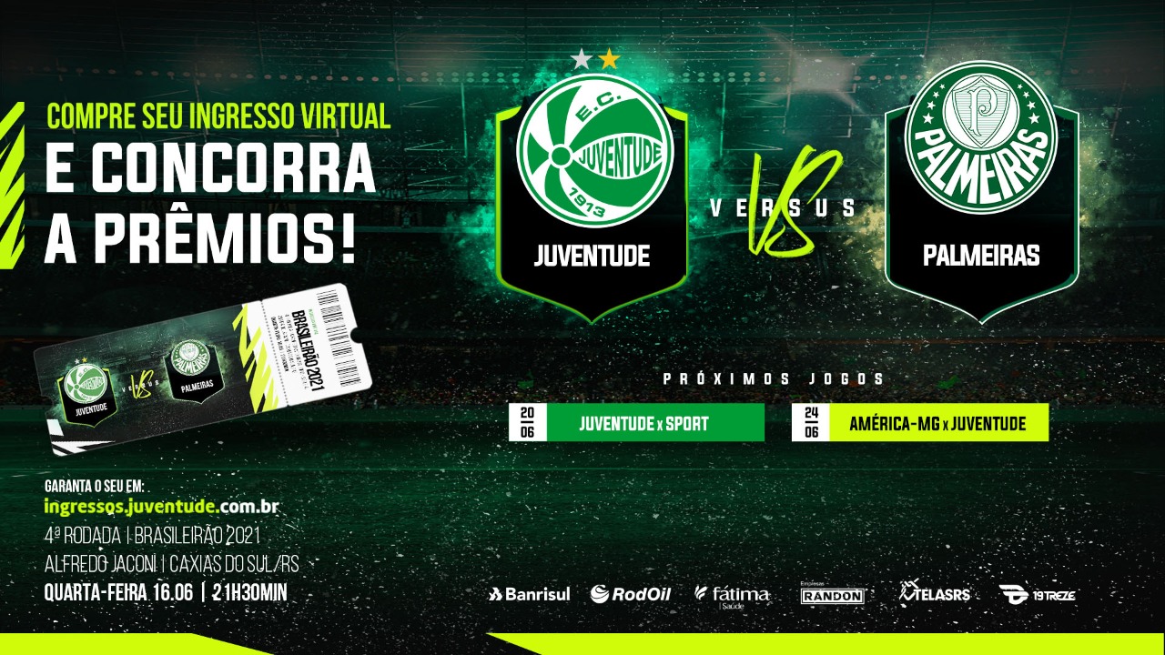 Adquira seu ingresso virtual para Juventude x Palmeiras