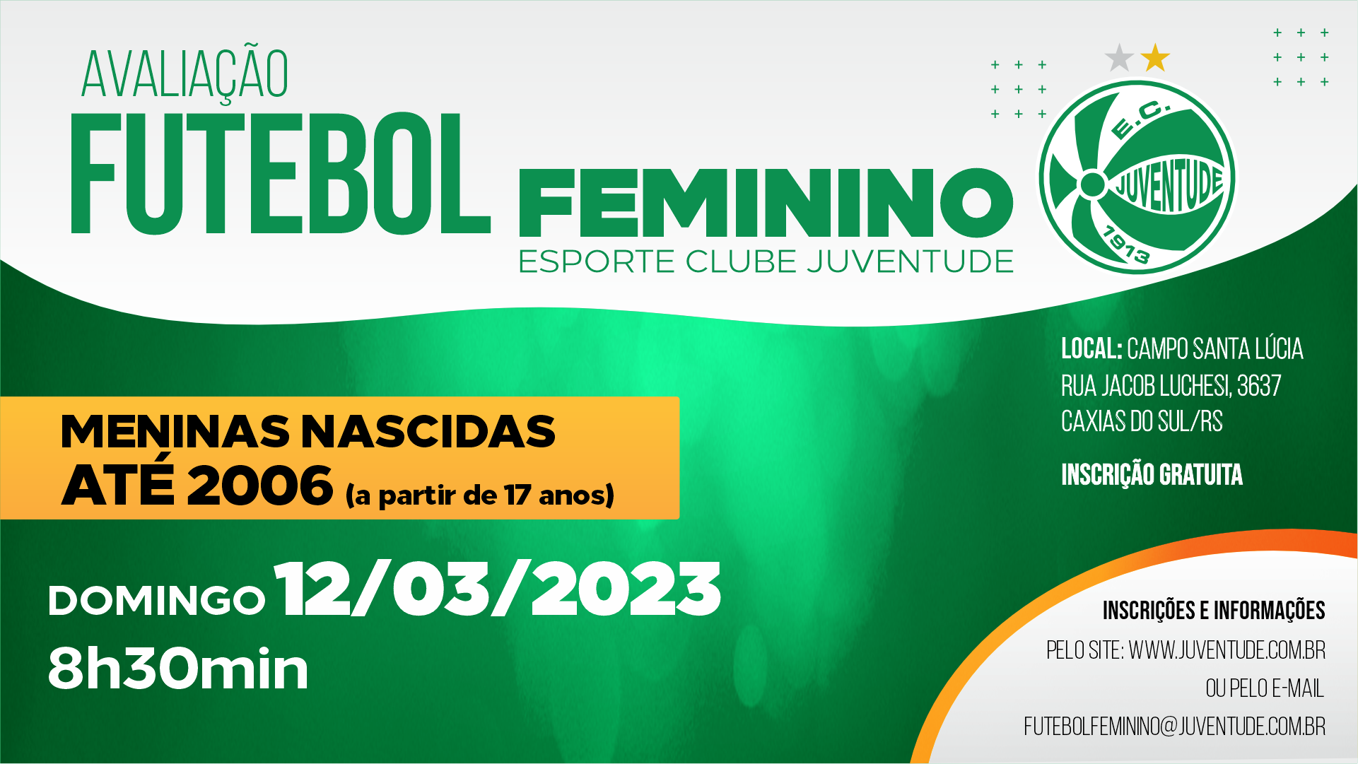 Avaliação - participe do processo seletivo para o futebol feminino 2023