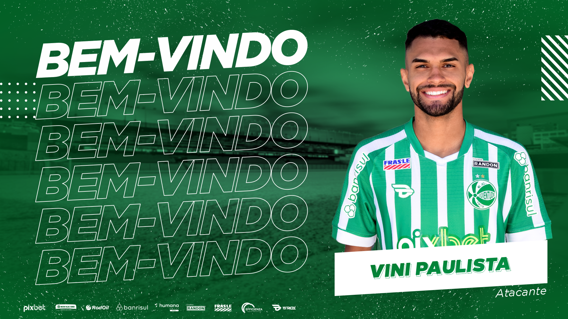 Atacante Vini Paulista é confirmado como reforço do Verdão