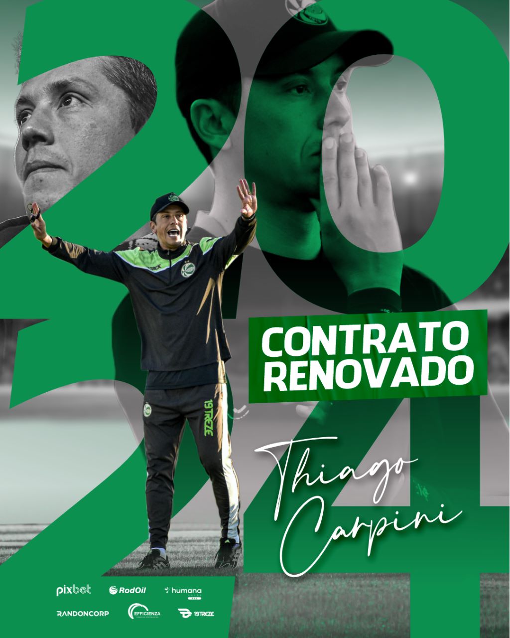 Contrato renovado! Thiago Carpini estende seu vínculo com o Juventude até o final de 2024