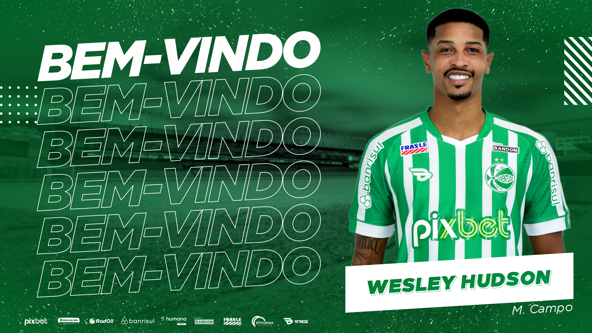 Meio-campista Wesley Hudson é o novo reforço do Juventude