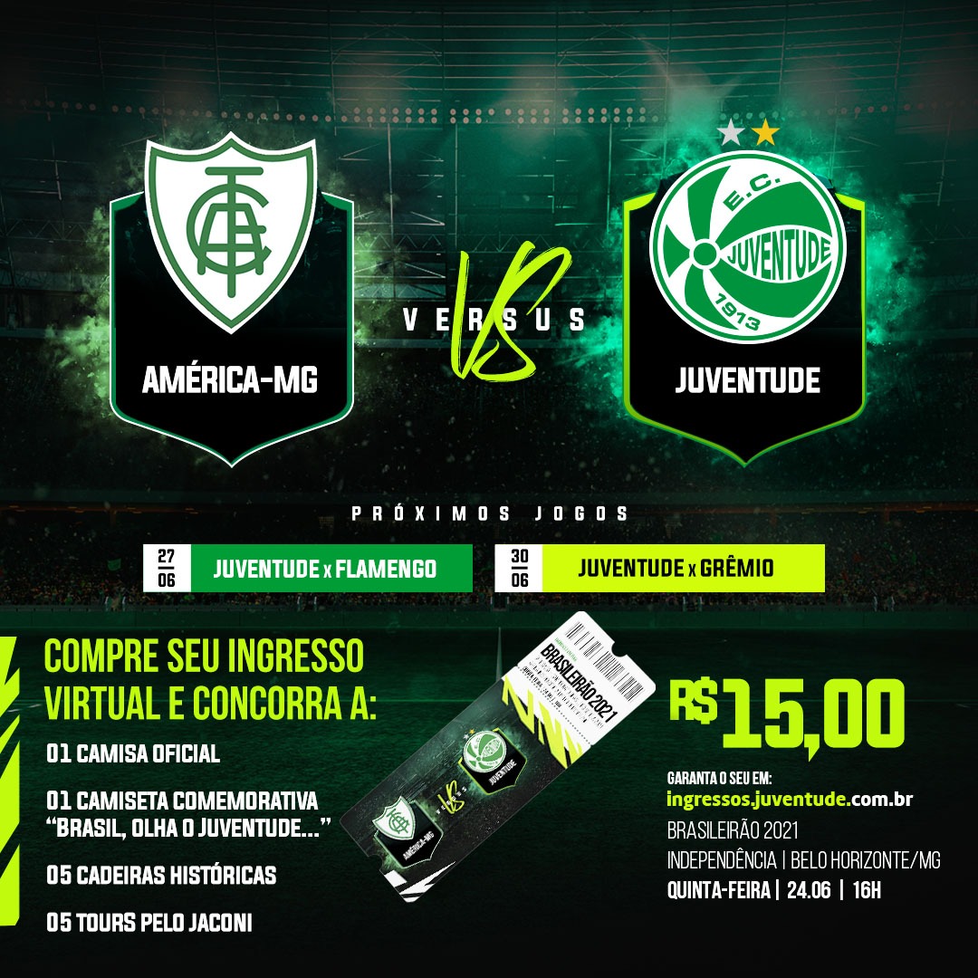 Adquira seu ingresso virtual para a partida entre América (MG) x Juventude