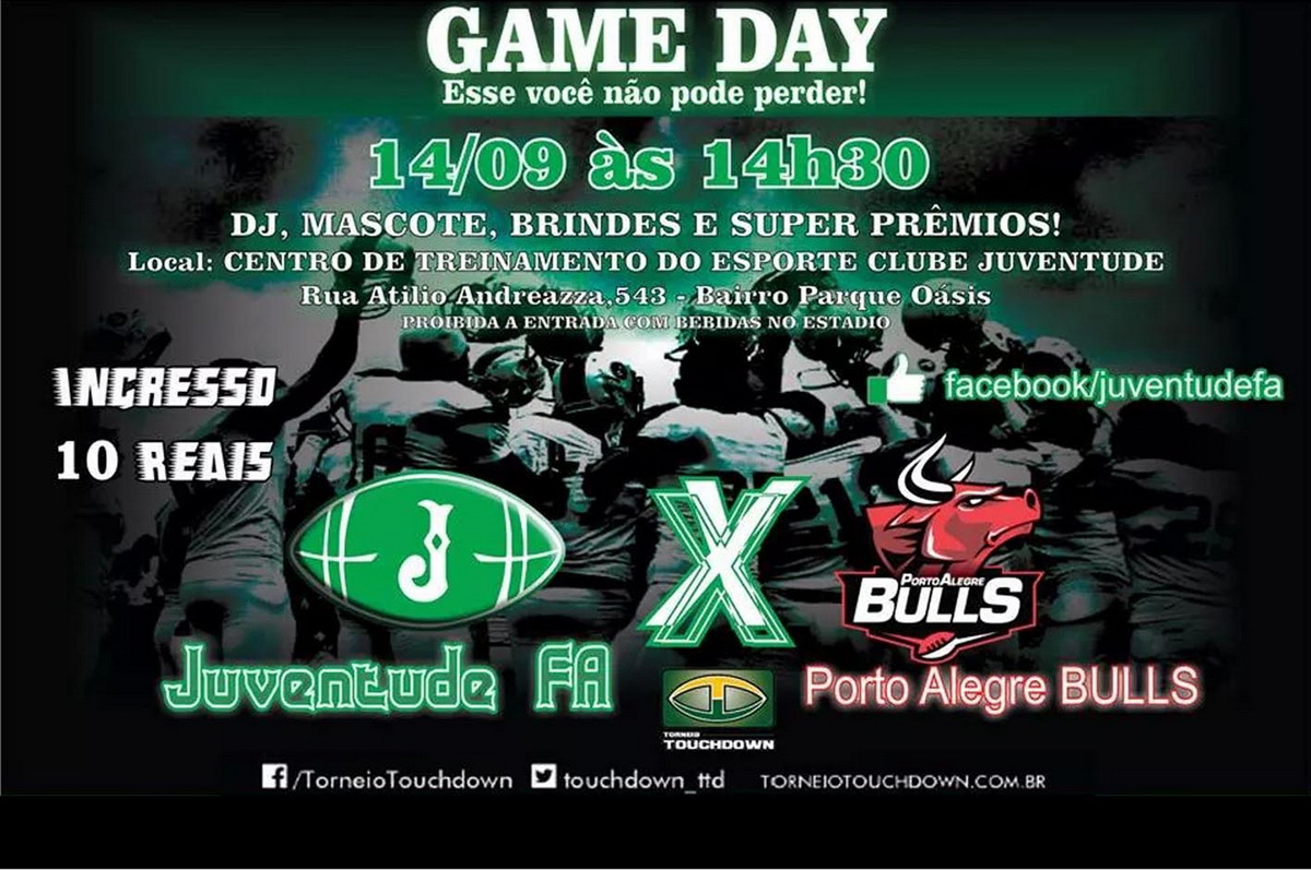 Juventude FA e Porto Alegre Bulls fazem clássico neste domingo