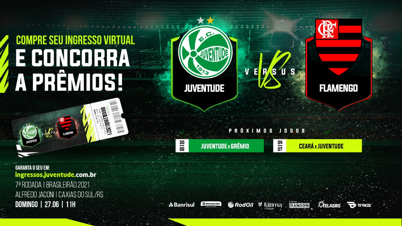 Juventude inicia venda dos ingressos virtuais para o jogo contra o Flamengo