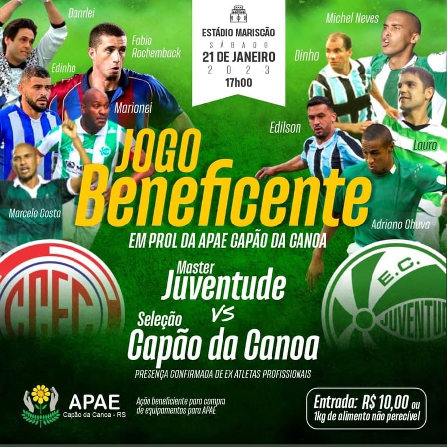 Equipe Master do Juventude participará de jogo beneficente em Capão da Canoa