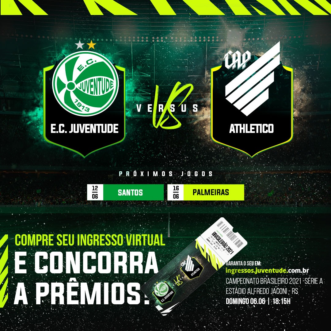 Juventude inicia venda dos ingressos virtuais para a partida contra o Athletico