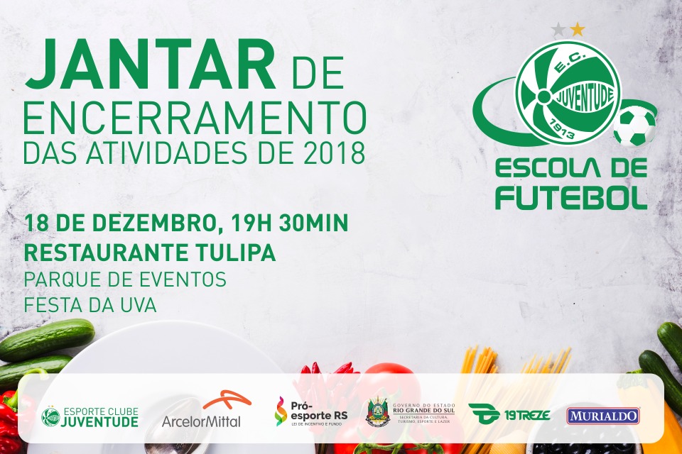 Participe do Jantar da Escola de Futebol do Juventude