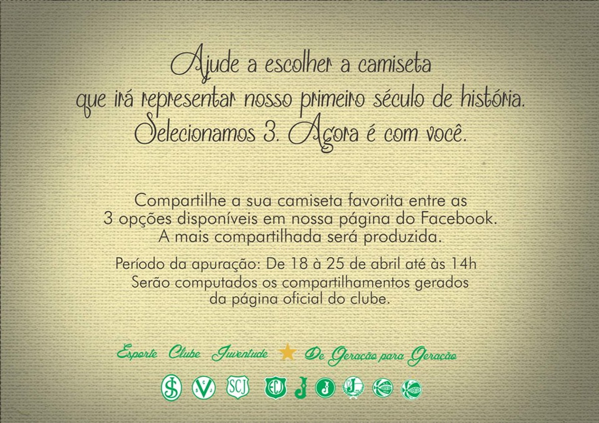 Escolha a camisa dos 100 anos
