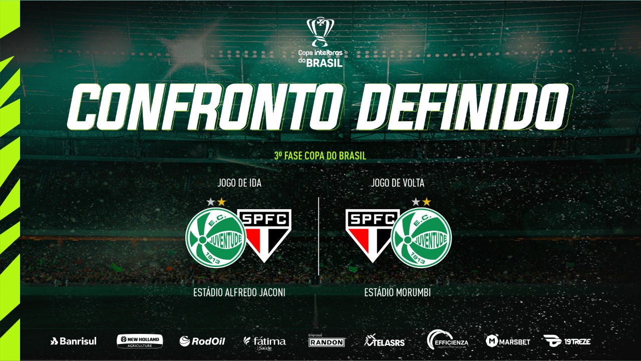 Juventude enfrentará o São Paulo na terceira fase da Copa do Brasil